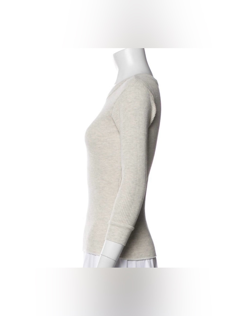Imogene + Willie Cream 3/4 Sleeve Thermal Women’s Small EUC Cotton Knit Top - Picture 2 of 5